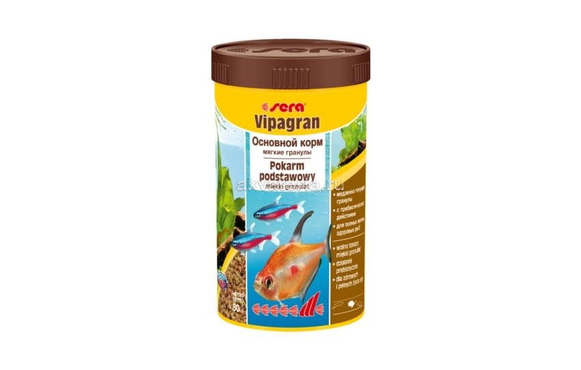 Корм Sera Vipagran, гранулы, для всех видов рыб, 250 мл (80 гр)