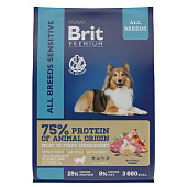 Корм для взрослых собак всех пород Brit Premium Dog Sensitive, ягнёнок и индейка, 3 кг