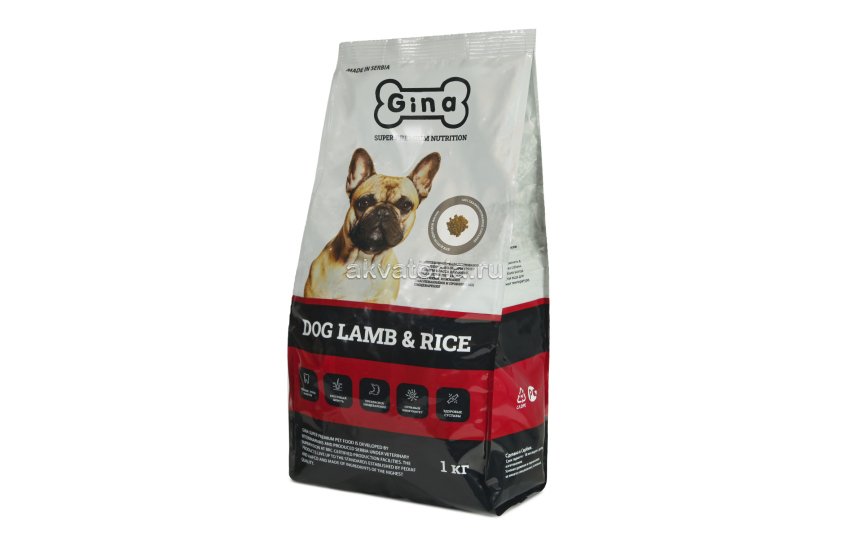 Корм для собак Gina Dog Lamb & Rice, ягнёнок и рис, сухой, 7,5 кг