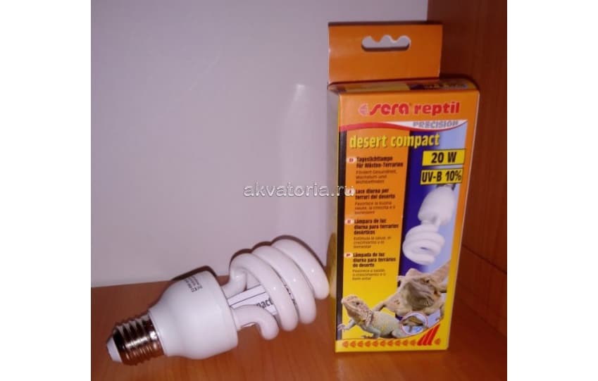 Террариумная ультрафиолетовая лампа Sera Reptil Rainforest Compact UVB 10%, 20 Вт