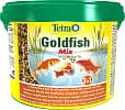 Корм для прудовых рыб Tetra Pond Gold Mix, гранулы, хлопья, гаммарус, 10 л
