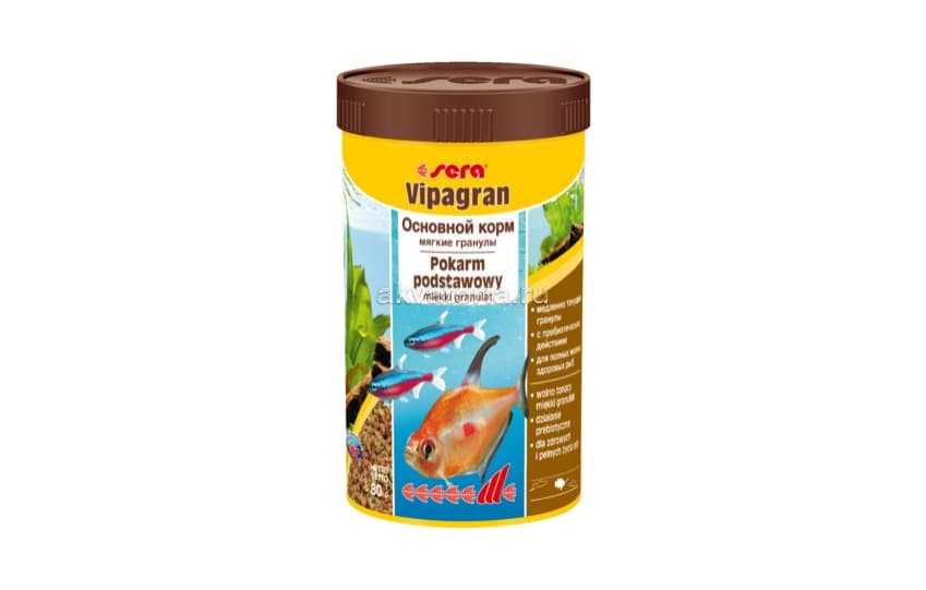 Корм Sera Vipagran, гранулы, для всех видов рыб, 250 мл (80 гр)