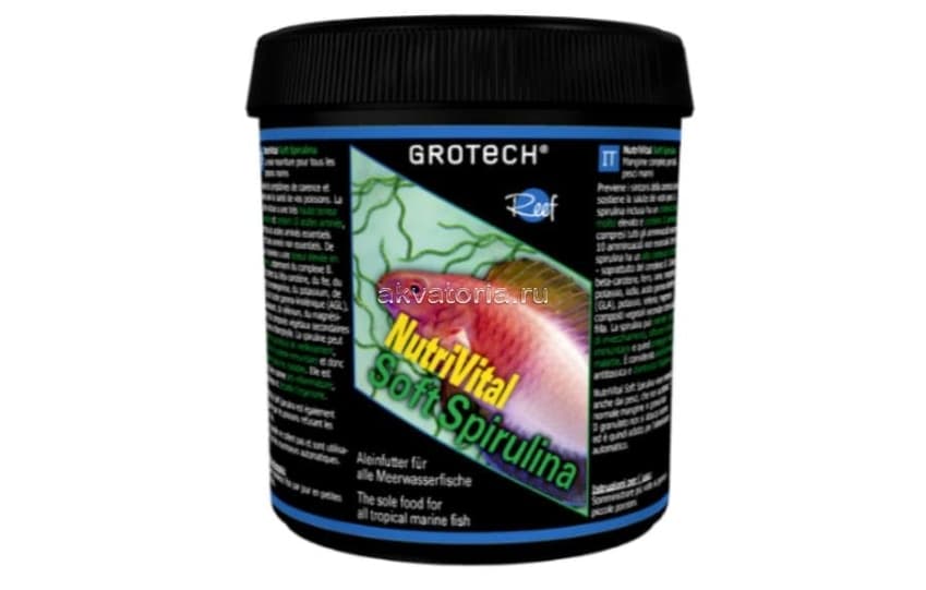 Корм для рыб Grotech NutriVital Soft Spirulina, 0,6-0,9 мм, мягкие гранулы, 350 г