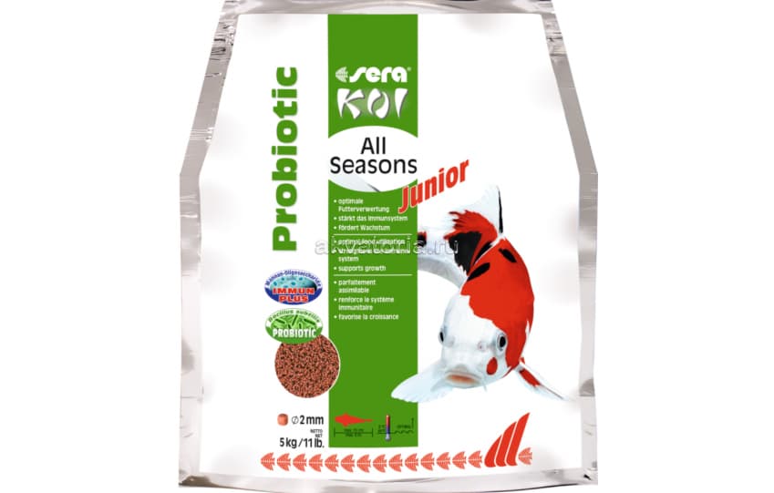 Корм для прудовых рыб Sera Koi Junior All Seasons Probiotic, гранулы, 5 кг