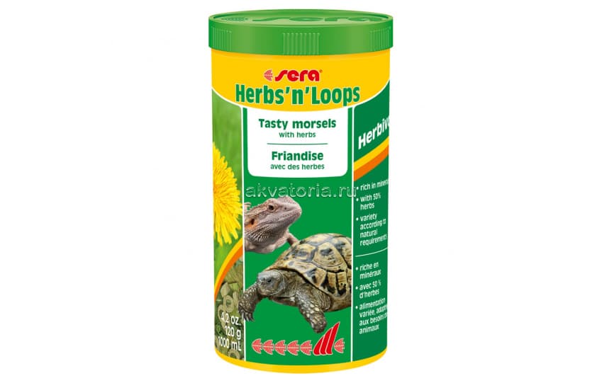 Корм для рептилий Sera Herbs’n’Loops Nature, 1000 мл