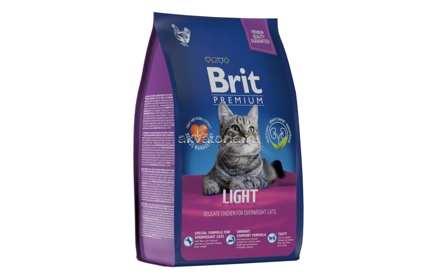 Корм для кошек с избыточным весом Brit Premium Cat Light, курица, 2 кг