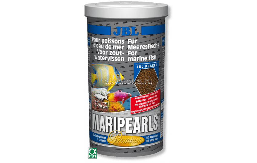Корм JBL Mari Pearls, гранулы, для морских рыб, 1000 мл (520 гр)