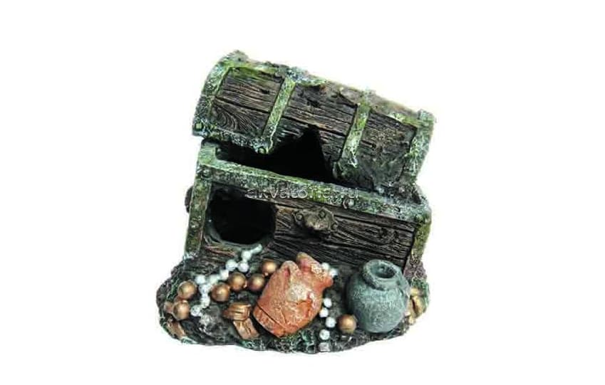 Аквариумная декорация PRIME «Сундук с сокровищами» 5,6×7,6×7,9 см