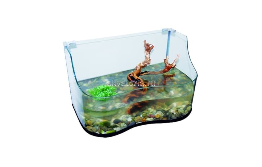 Акватеррариум для водных черепах Lucky Reptile Turtle-Tarrium, 80×45×50 cм, чёрный