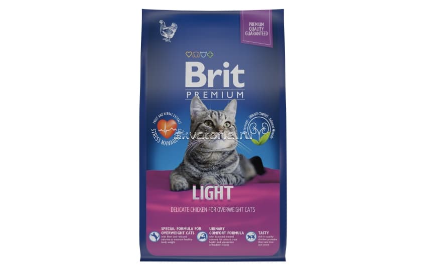Корм для кошек с избыточным весом Brit Premium Cat Light, курица, 2 кг