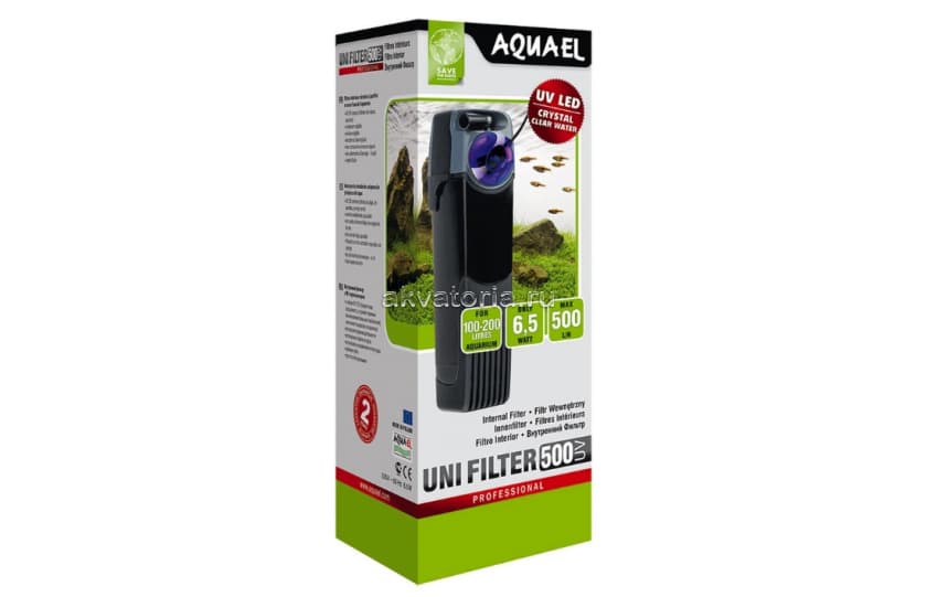 Внутренний аквариумный фильтр Aquael Uni Filter 500 uv power