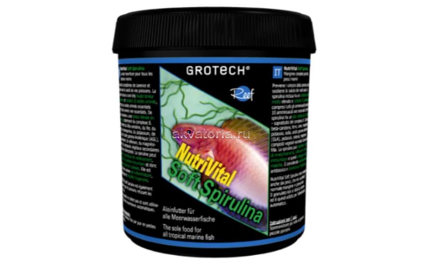 Корм для рыб Grotech NutriVital Soft Spirulina, 1,4-2,2 мм, мягкие гранулы, 350 г