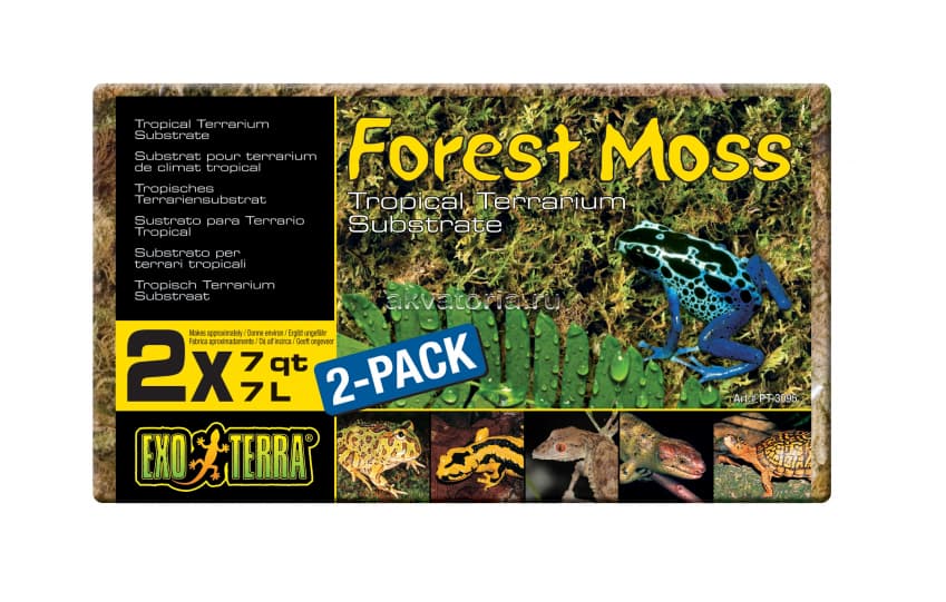 Спрессованный натуральный мох Hagen ExoTerra Forest Moss для террариума, 2×7 л