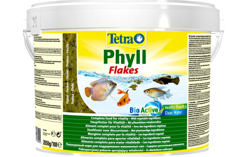 Корм Tetra Phyll Flakes, хлопья для растительноядных рыб, 10 л