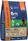 Корм для взрослых собак Brit PREMIUM Sport 5000, курица, 3 кг