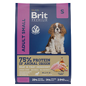 Корм для взрослых собак мелких пород Brit Premium Dog Adult Small, курица, 3 кг