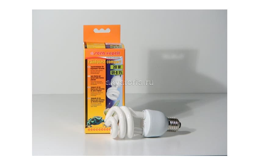 Террариумная ультрафиолетовая лампа Sera Reptil Rainforest Compact UVB 5%, 20 Вт
