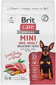 Корм для привередливых собак мелких пород Brit Care Mini Adult Delicious Taste, утка и индейка, 1,5 кг