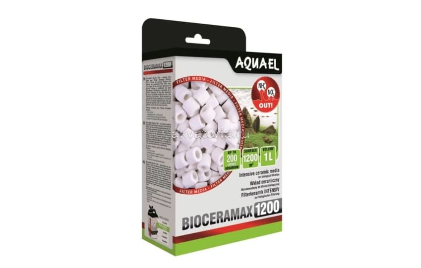 Наполнитель Aquael BIO CERAMAX 1200, стеклокерамические кольца, 1 л