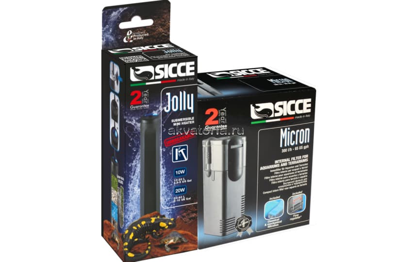 Внутренний аквариумный фильтр Sicce Micron + обогреватель Jolly 10 Вт