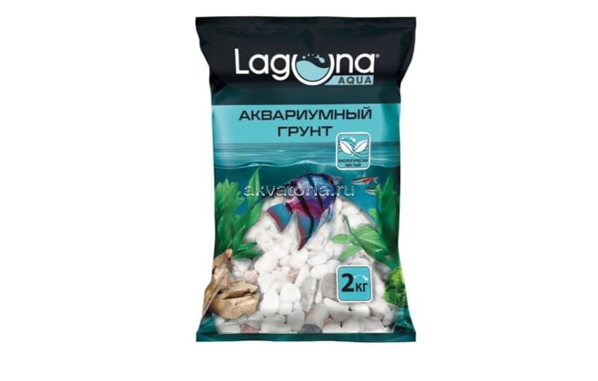 Грунт галька речная Laguna 20101D, бело-розовый меланж, 6-8 мм, 2 кг