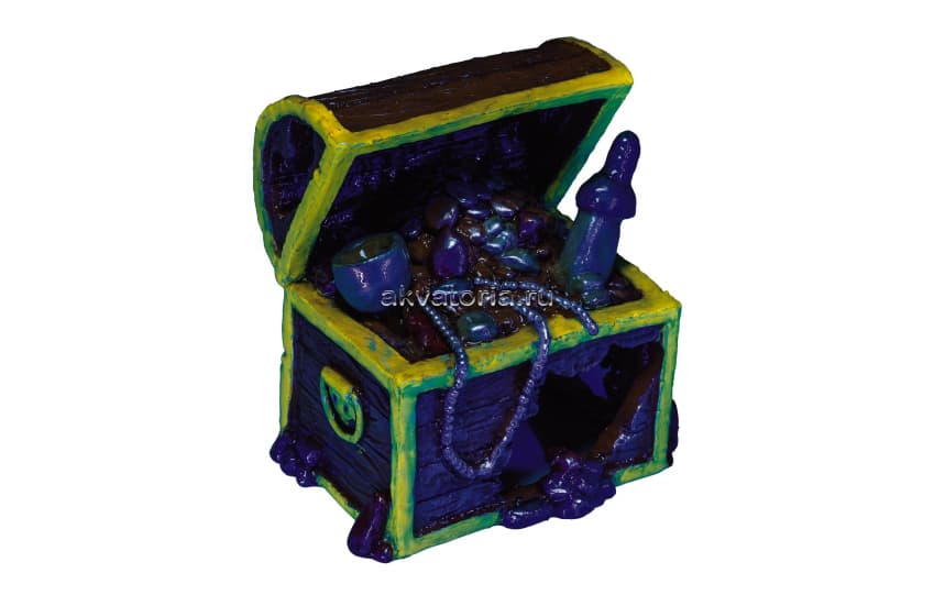 Декорация с GLO-эффектом GloFish "Сундук с сокровищами S", 5,6×7,6×7,9 см