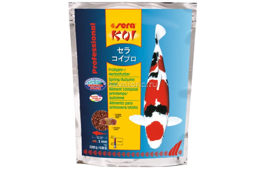 Корм для прудовых рыб Sera Koi Professional весна/осень, гранулы, 2,2 кг