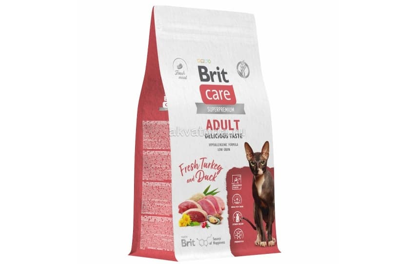 Корм для взрослых привередливых кошек Brit Care Cat Adult Delicious Taste, утка и индейка, 1,5 кг