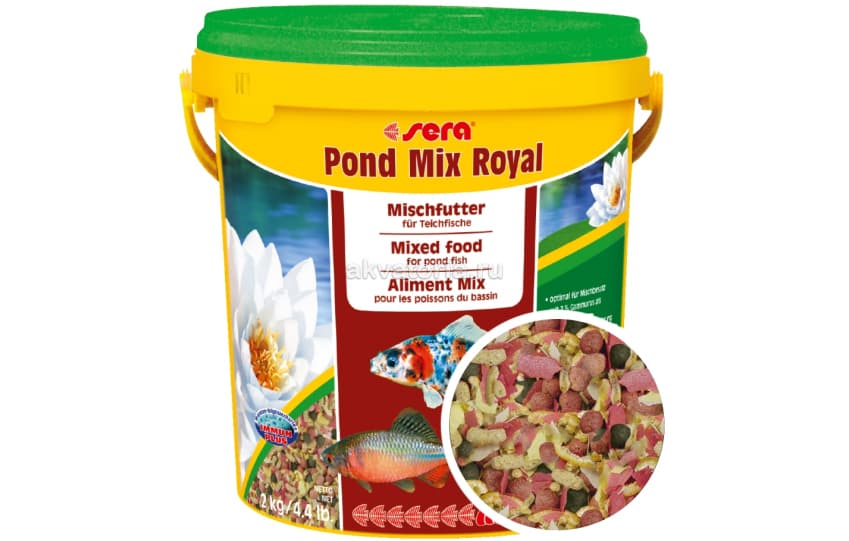 Корм для прудовых рыб Sera Pond Mix Royal, хлопья, гранулы и гаммарус, 10 л