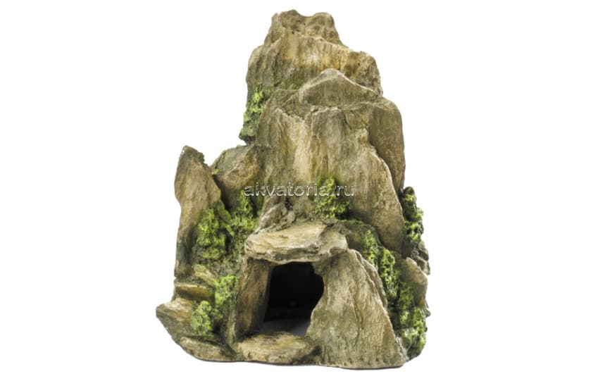 Аквариумная декорация AQUA DELLA «Скалистая пещера», зелёная, 19 см