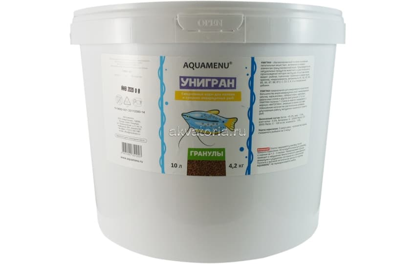 Корм для рыб Aquamenu Унигран, гранулы, 4,2 кг