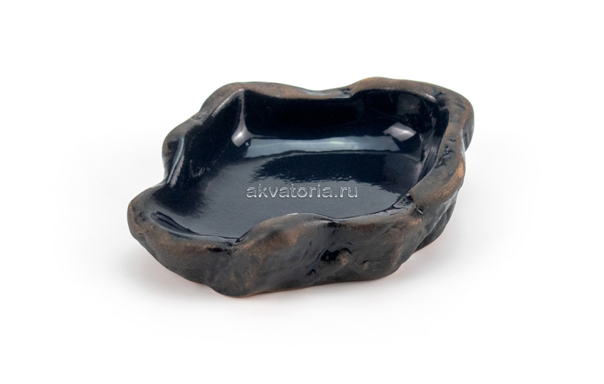 Кормушка-поилка для рептилий NOVAMARK TERRA Камень, S, чёрная, керамика
