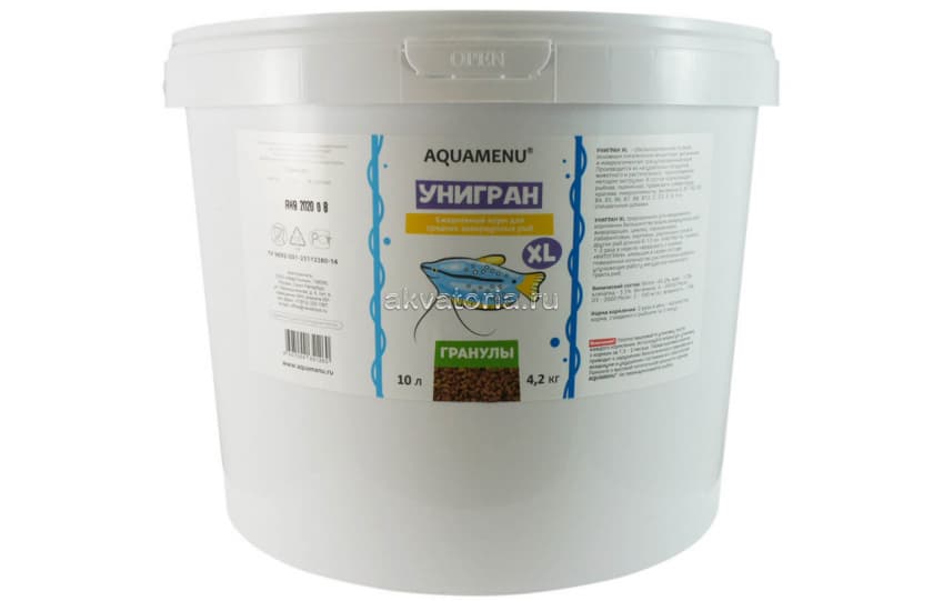 Корм для рыб Aquamenu Унигран XL, гранулы, 4,2 кг