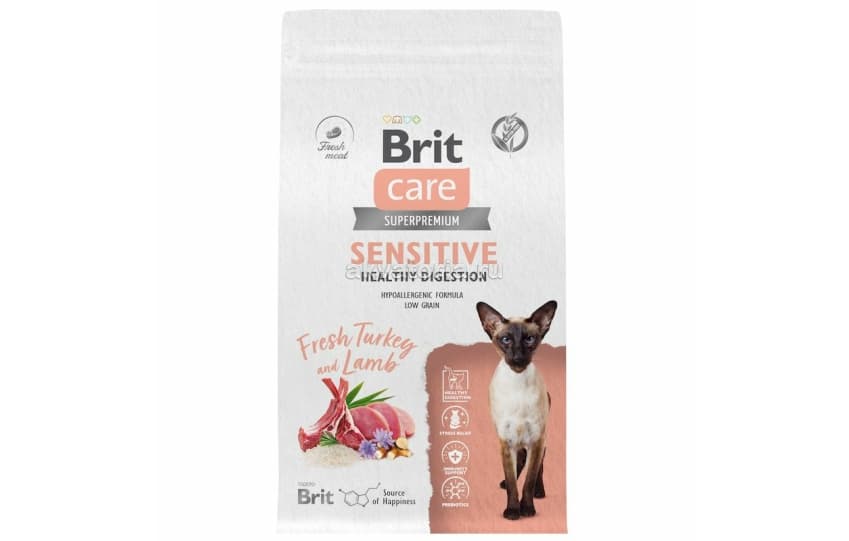 Корм для взрослых кошек Brit Care Cat Sensitive Healthy Digestion, ягнёнок и индейка, 1,5 кг
