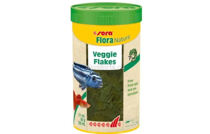 Корм для всех рыб Sera FLORA NATURE, хлопья, 250 мл