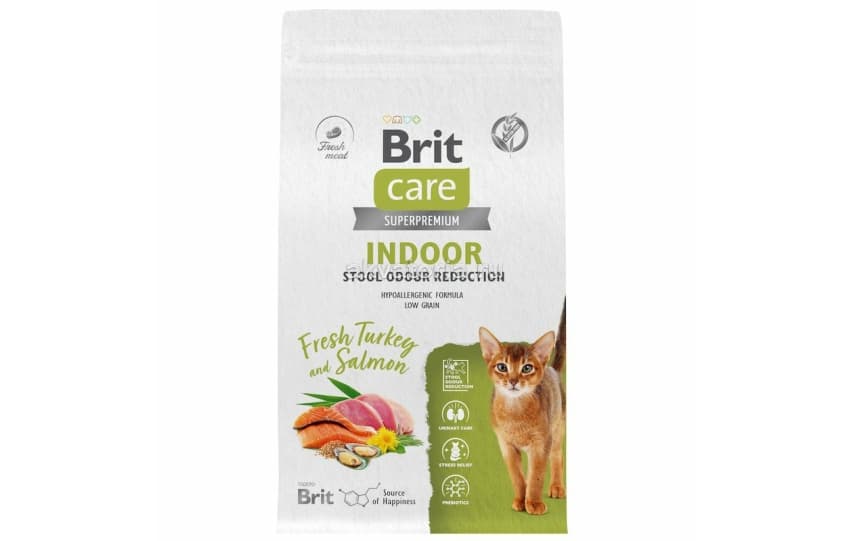 Корм для взрослых кошек Brit Care Cat Indoor Stool Odour Reduction, лосось и индейка, 1,5 кг