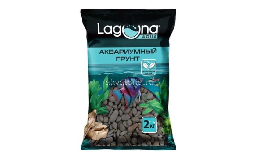 Грунт галька речная Laguna 20204С, чёрный, 6-9 мм, 2 кг