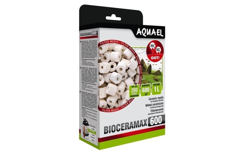 Наполнитель Aquael BIO CERAMAX 600, керамические цилиндры, 1 л