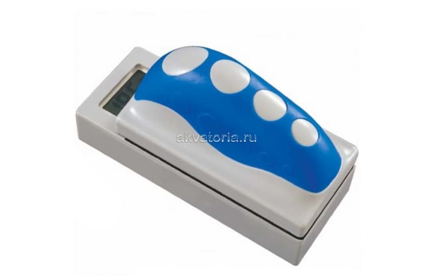 Скребок для аквариума магнитный с термометром Boyu WD-801, серый/синий