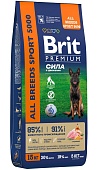 Корм для взрослых собак Brit PREMIUM Sport 5000, курица, 15 кг