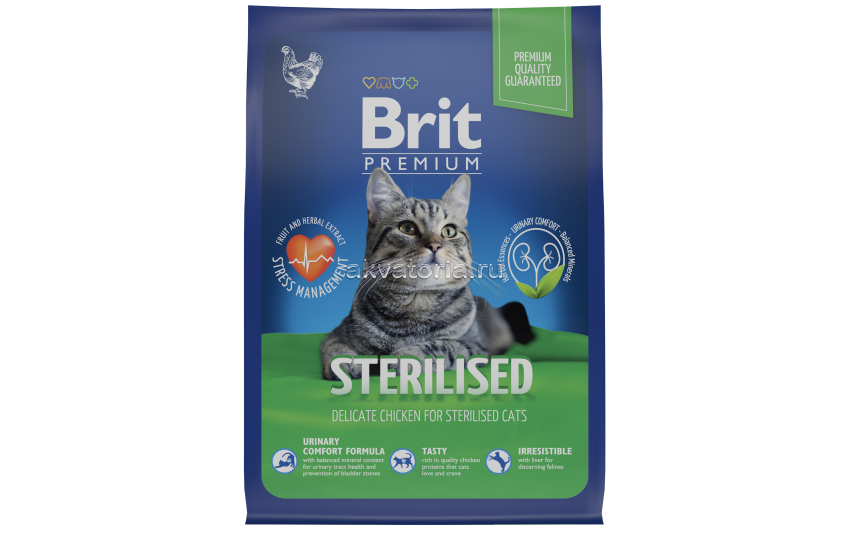 Корм для стерилизованных кошек Brit Premium Cat Sterilised Chicken, курица, 8 кг