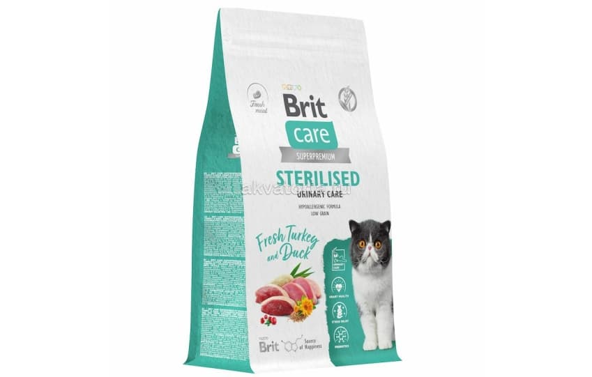 Корм для стерилизованных кошек Brit Care Cat Sterilised Urinary Care, утка и индейка, 1,5 кг