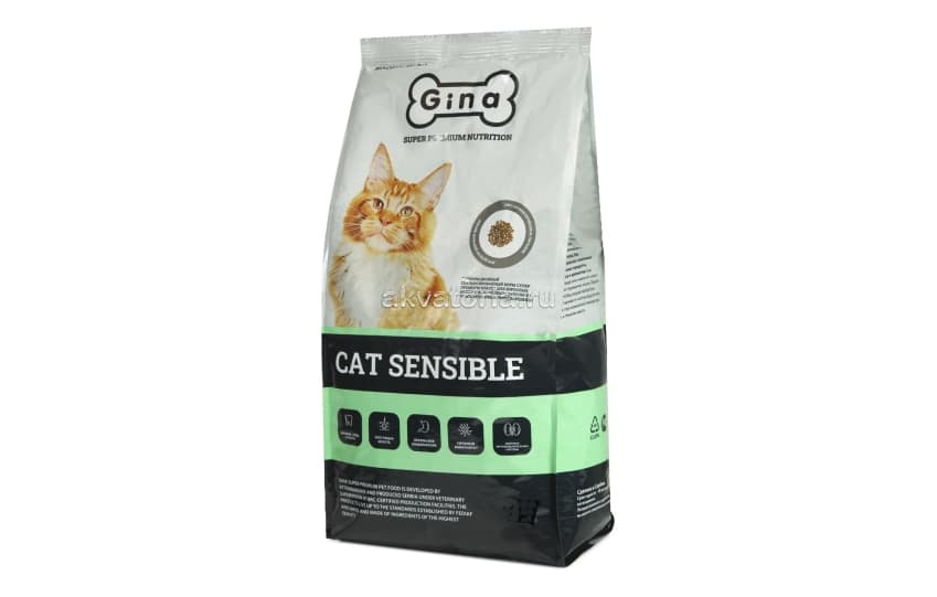 Корм для взрослых кошек Gina Cat Sensible, цыплёнок, сухой, 18 кг
