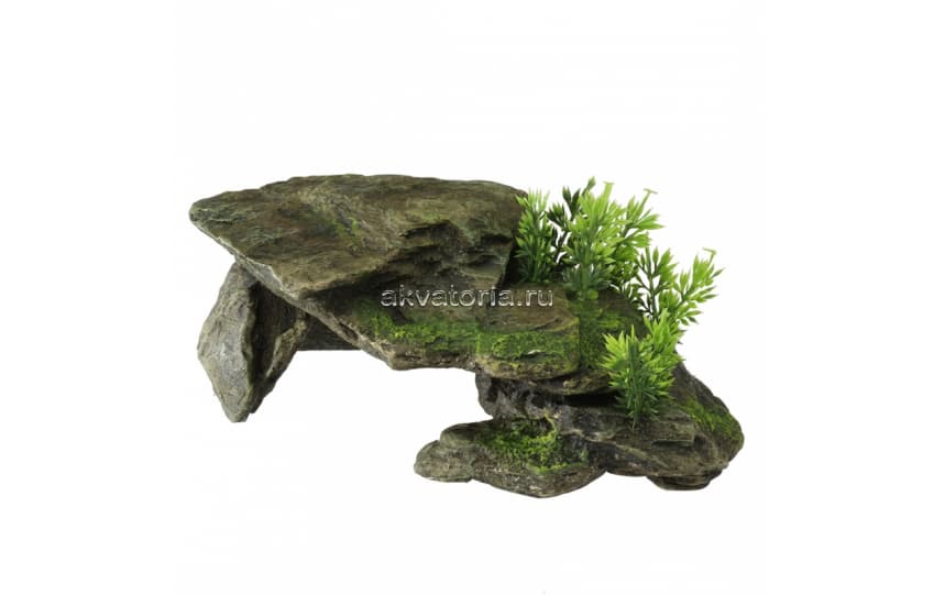 Аквариумная декорация AQUA DELLA «Каменный грот с растениями» 28,5×16,5×10,5 см