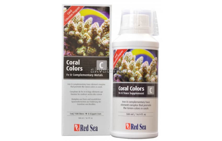 Добавка для усиления зелёной и жёлтой пигментации кораллов Red Sea Coral Colors С, 500 мл