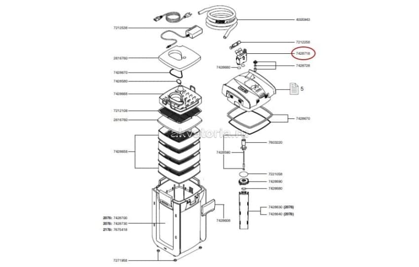 Адаптер для подсоединения шлангов  к фильтру Eheim 2071, 2073, 2074, 2075, 2076, 2078