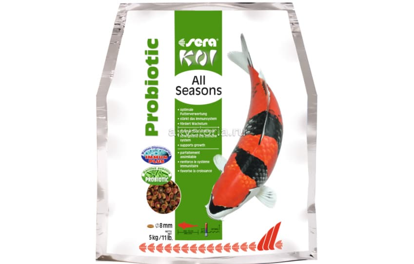 Корм для прудовых рыб Sera Koi All Seasons Probiotic, гранулы, 5 кг