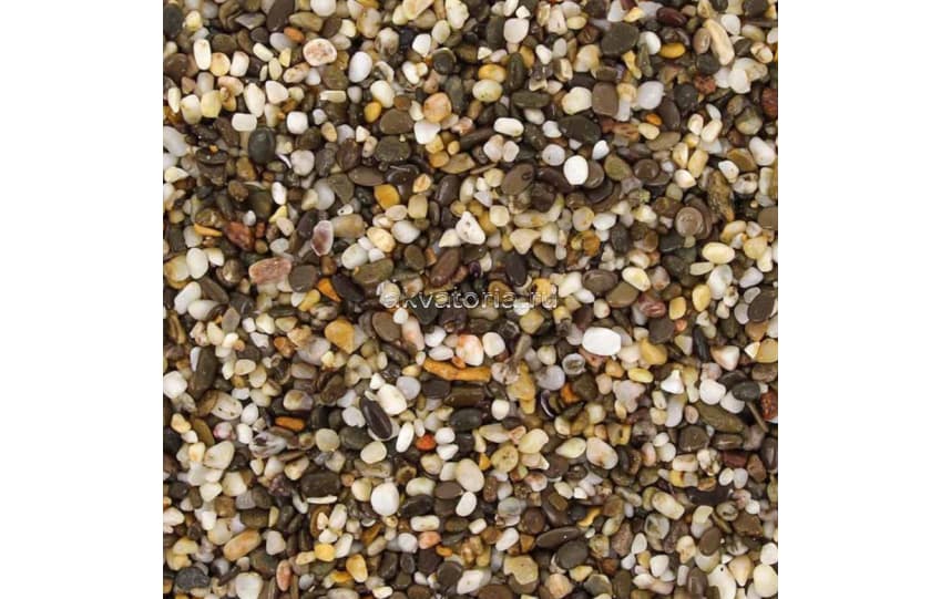 Грунт Биодизайн Галька морская, бело-чёрно-коричневая, 2-10 мм, 5 кг