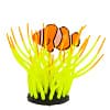 Искусственная декорация флуоресцентная GLOXY Рыба клоун в анемоне, жёлтая