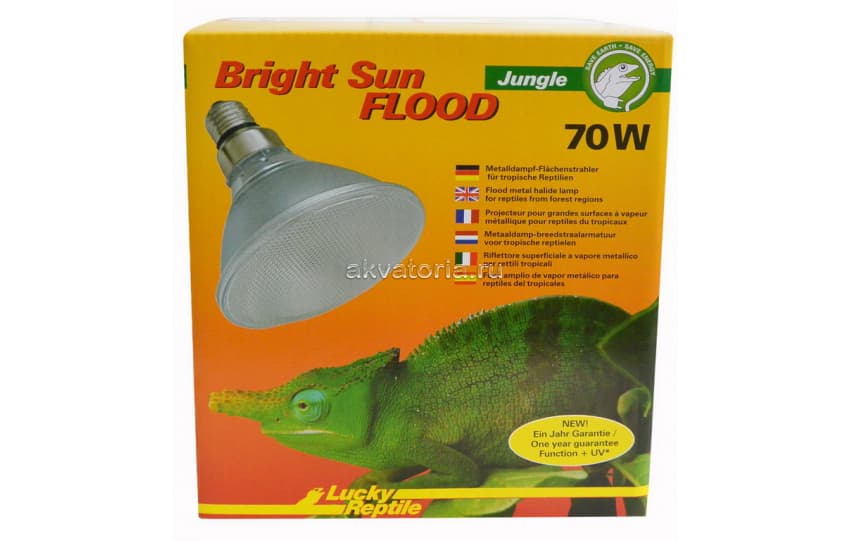 Террариумная ультрафиолетовая лампа Lucky Reptile Bright Sun Flood Jungle UV, металлогалогенная, 70 Вт